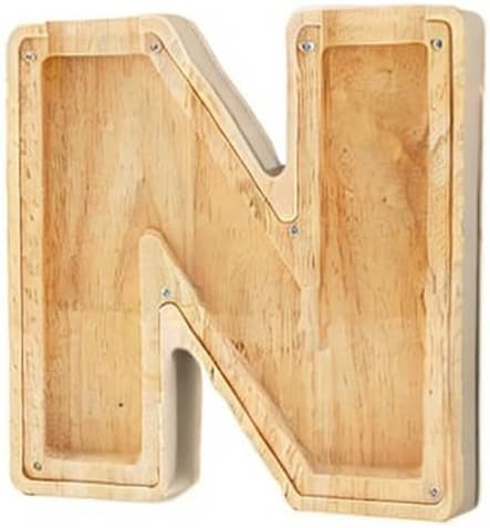 Twenty-six English Alphabet A-Z Letter Piggy Bank,Large-Capacity Transparent Wooden Alphabet Piggy Bank,Personalized Coin Savings Box, Name DIY Creative Purchase Combination.