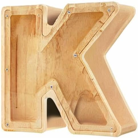 Twenty-six English Alphabet A-Z Letter Piggy Bank,Large-Capacity Transparent Wooden Alphabet Piggy Bank,Personalized Coin Savings Box, Name DIY Creative Purchase Combination.