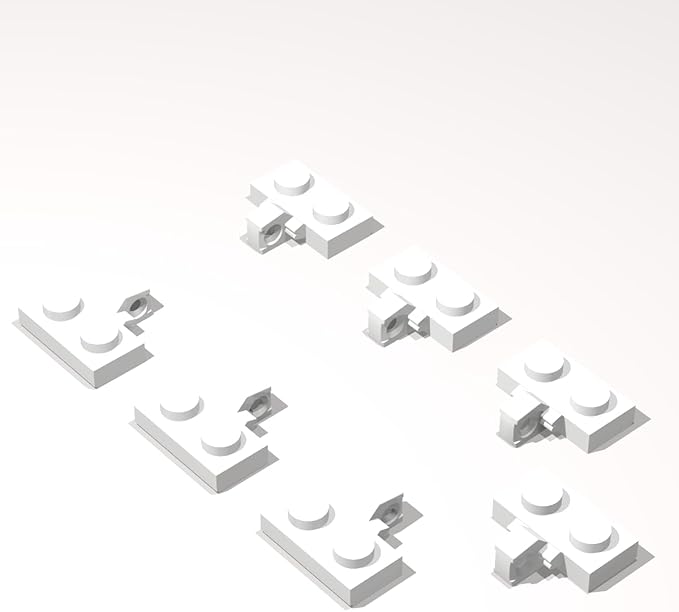 Classic Building Hinge Plate Bulk, 1x2 Locking with 1 Finger on Side with Groove 200 Piece, Compatible with Lego Parts and Pieces: (Color:White)