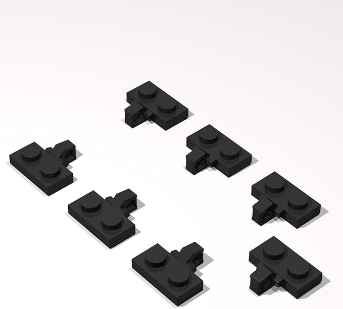 Classic Building Hinge Plate Bulk, 1x2 Locking with 1 Finger on Side with Groove 200 Piece, Compatible with Lego Parts and Pieces: (Color:Black)