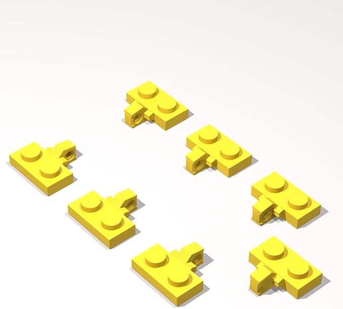 Classic Building Hinge Plate Bulk, 1x2 Locking with 1 Finger on Side with Groove 100 Piece, Compatible with Lego Parts and Pieces: (Color:Yellow)