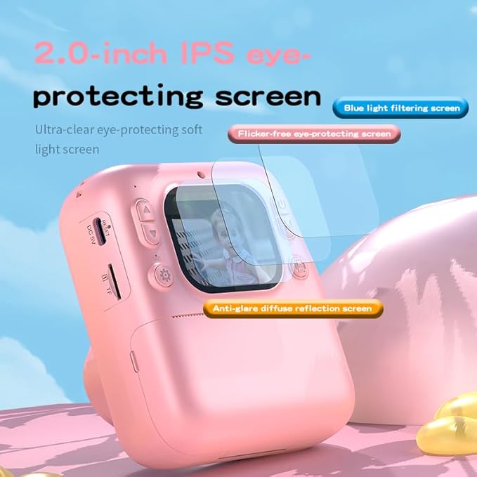 Kids Instant Print Camera, 1080P HD Kids Camera Instant Print, Includes 32GB SD Card, Adapter & 4 Zink Paper Rolls, Best Christmas or Birthday Gift for Girls Boys Age 3-12(Pink)