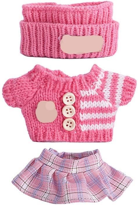 for Luxury 17cm Doll Clothes – 3-Piece Set (No Doll), Adorable Outfit , Doll Outfit Clothes Set for 17cm Dolls,Clothes for Fashion Designer Collection Hat + Sweater + Skirt (Red)