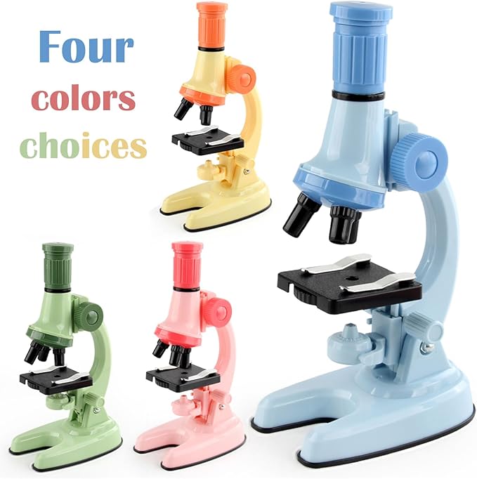 XD508 Microscope for Kids - 100X 600X 1200X Beginner Microscopes kit with LED Light, Science Educational Gift and Toy for Boy&Girl Birthday Halloween Christmas(Pink)