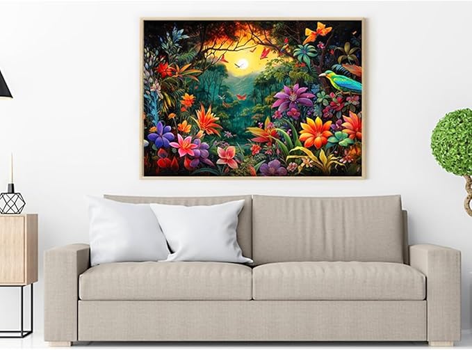 HUADADA Jigsaw Puzzles for Adults 1000 Piece Jigsaw Puzzles for Adults Challenging Game Puzzles with Letters on Back (Flowers and Birds)