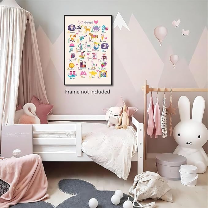 Animal Alphabet Poster, Abc Animal Poster for Toddlers, Alphabet Letters for Wall, Educational Learning Posters for Toddlers 1-3, Classroom Must Haves Poster, Baby Nursery Print 24x36in Unframed