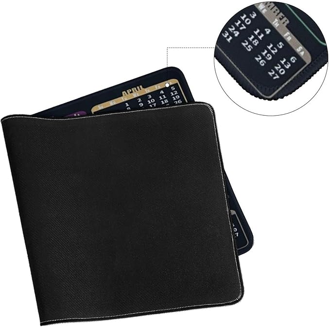 Black Calendar 2025 Desk Pad, Gaming Mouse Pad, Non-Slip Rubber Base, Stitched Edges,23.6x11.8 inch Computer Mouse Mat Keyboard for Home Office