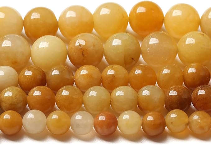 8MM 45PCS Natural Stone Yellow Jade Loose Beads for Jewelry Making DIY Bracelet 1 Strand