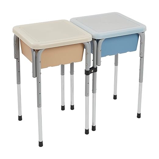 ECR4Kids 2-Station Sand and Water Adjustable Play Table, Sensory Bins, Sand/Powder Blue