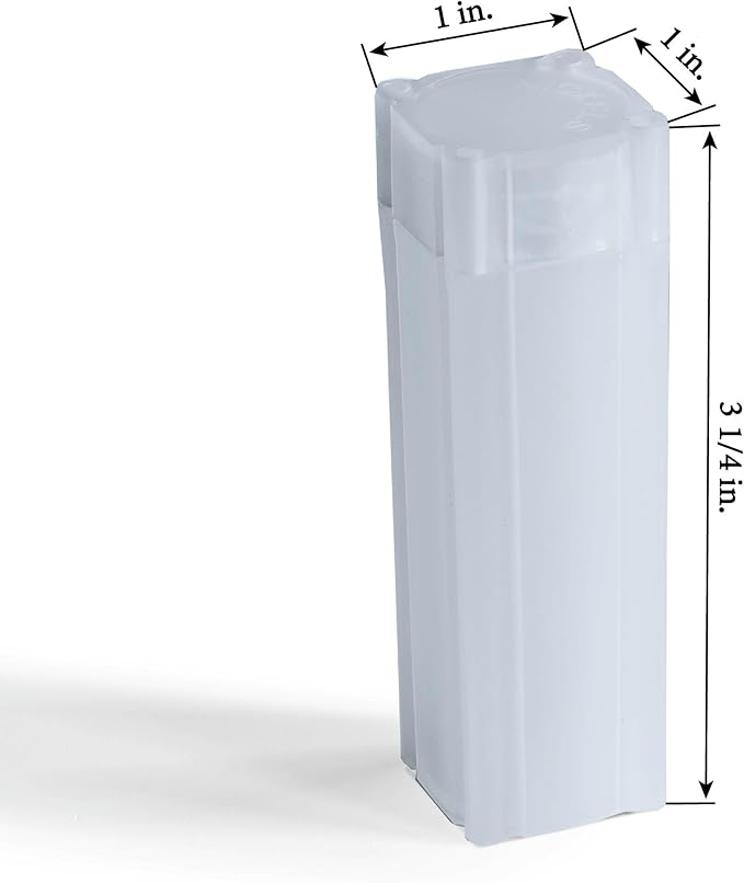 LIGHTHOUSE - Square Coin Tubes - Convenient Push Top, Virtually Unbreakable, Acid Free and Archival Quality - Coin Tubes for US Nickels, 100 Pack