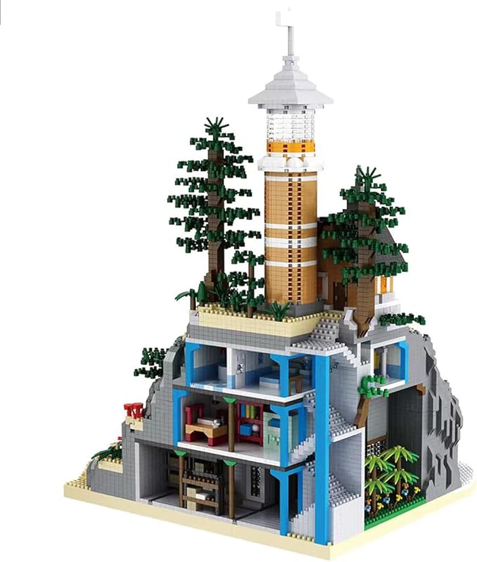 Architecture Island Cave Lighthouse Micro Building Blocks Sets(5686PCS)- Building Block Model Gifts and Unique Collectibles Suitable for Children and Adult Creative Enthusiasts