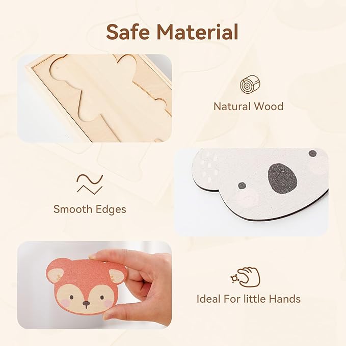 Wooden Puzzles for Toddlers Animal Dress-up Puzzle, Toddler Puzzles, Kids Learning Educational Montessori Toys for 3 4 5 Year Old, Gifts for Boys Girls (Single)