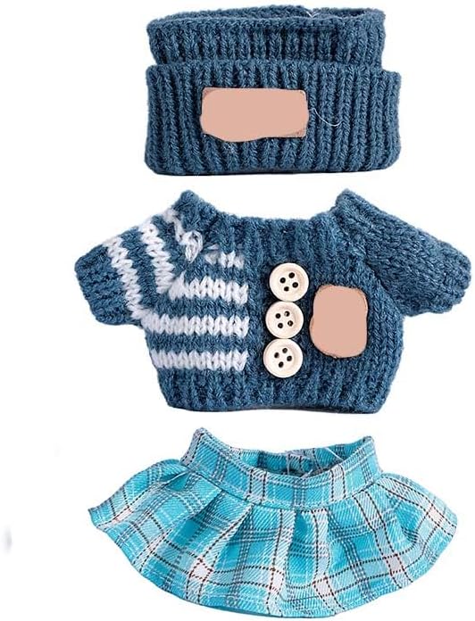 for Luxury 17cm Doll Clothes – 3-Piece Set (No Doll), Adorable Outfit , Doll Outfit Clothes Set for 17cm Dolls,Clothes for Fashion Designer Collection Hat + Sweater + Skirt (Blue)