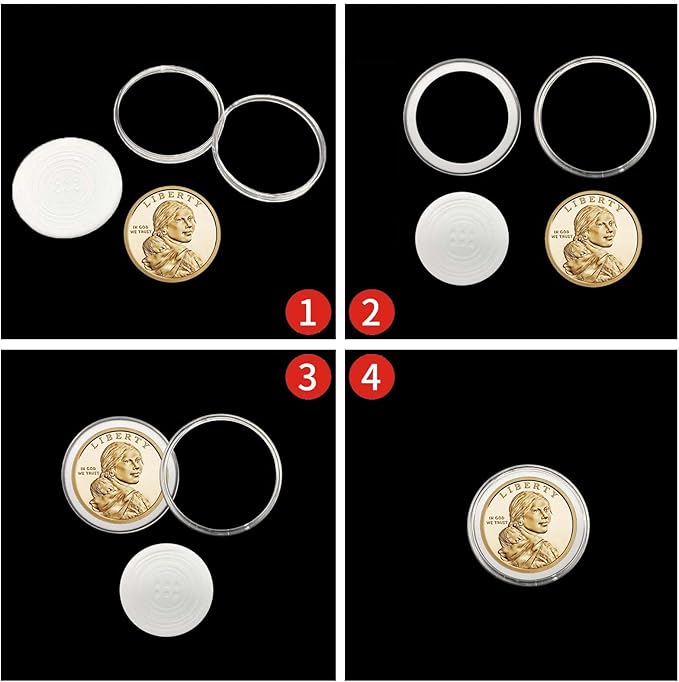 120 pcs 30mm Coin Capsules Coin Holders for Collectors, with Foam Gasket and Plastic Storage Organizer Box, 6 Sizes (17.9/19.1/21.2/24.3/26.5/30mm) Coin Case for Coin Collection Supplies (Black)