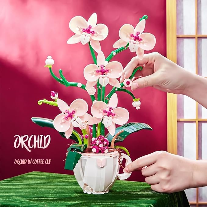 Ideas Orchid Flowers Building Block Set,DIY Home Decoration Kit for Adults,Flowers Home Decor Gift for Mother's Day, Valentine Day, Birthday, Christmas Day Toy for Girl 6 7 8 9 10+ 567PCS