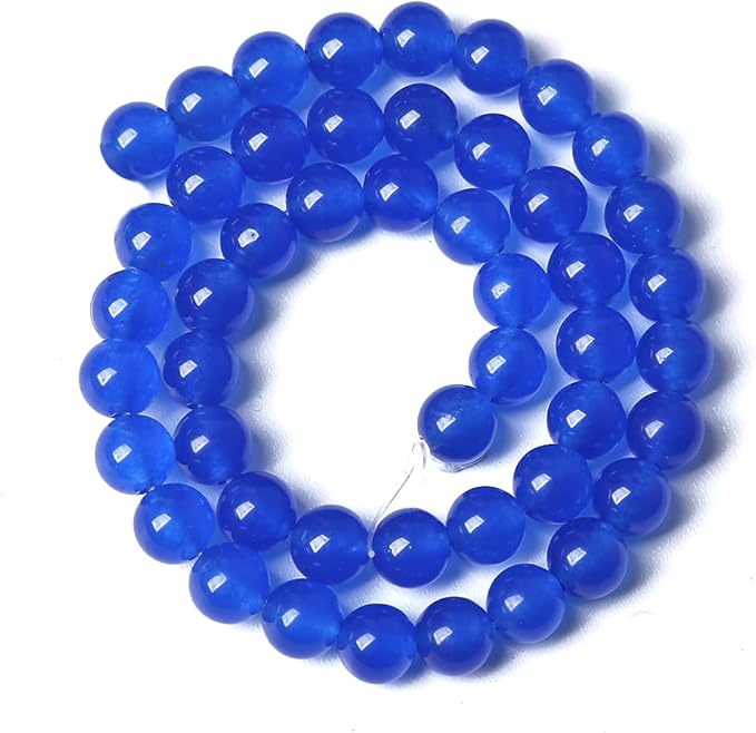 12MM 32PCS Deep Blue Chalcedony Natural Stone Loose Beads for Jewelry Making DIY Bracelet