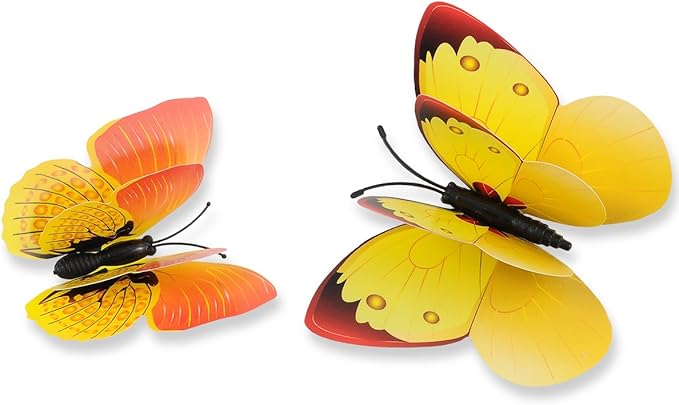 Mixed of 12PCS 3D Pink Butterfly Wall Stickers Decor Art Decorations¡ (Yellow)