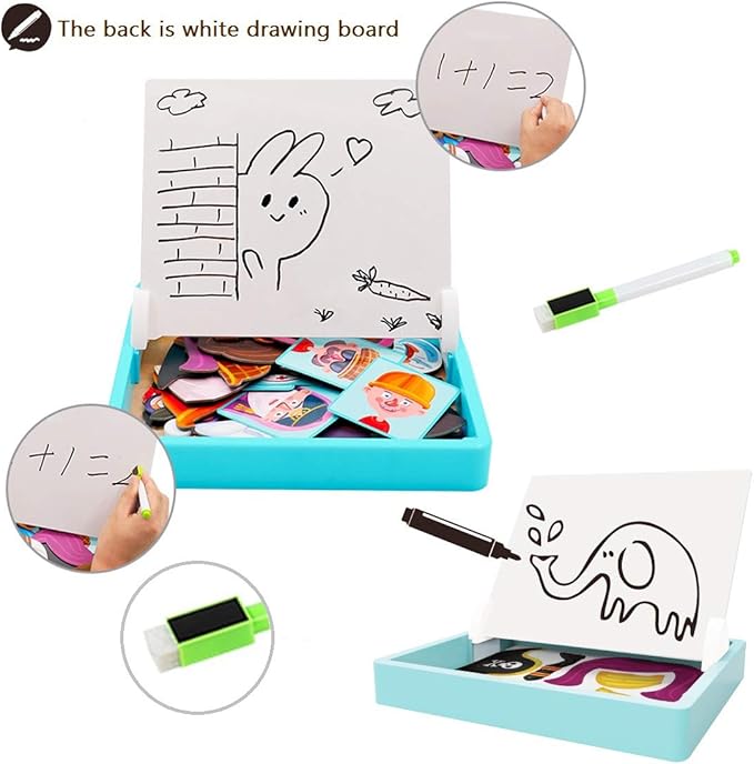 Magnetic Puzzles Face Dress Up Travel Game Double Side Preschool Educational Learning Toy for Kids