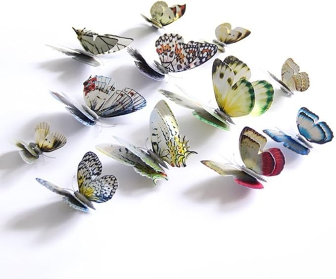 Mixed of 12PCS 3D Pink Butterfly Wall Stickers Decor Art Decorations¡ (Silver)