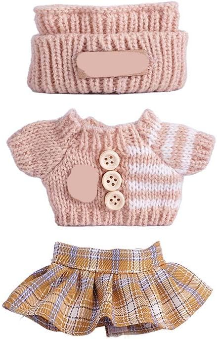 for Luxury 17cm Doll Clothes – 3-Piece Set (No Doll), Adorable Outfit , Doll Outfit Clothes Set for 17cm Dolls,Clothes for Fashion Designer Collection Hat + Sweater + Skirt (Yellow)