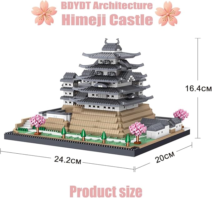 Architecture Himeji Castle Micro Building Blocks Set (3037PCS) Build and Display This Famous Japanese Buildings Model- Fun Gift for Kid and Adult