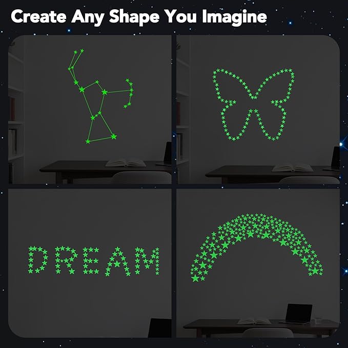AOWDIAO Glow in The Dark Star Stickers – 630 Pieces (4 Sizes) – Luminous Ceiling & Wall Decor for Kids’ Bedroom, Nursery, Party
