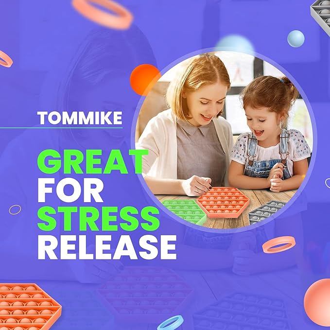 TOMMIKE Hexagon Push Pop Fidget Toy Bubble Sensory for Anxiety & Stress Relief Special Needs Autism Learning Office School Game Crafts Kids Adults (Burnt Coral)