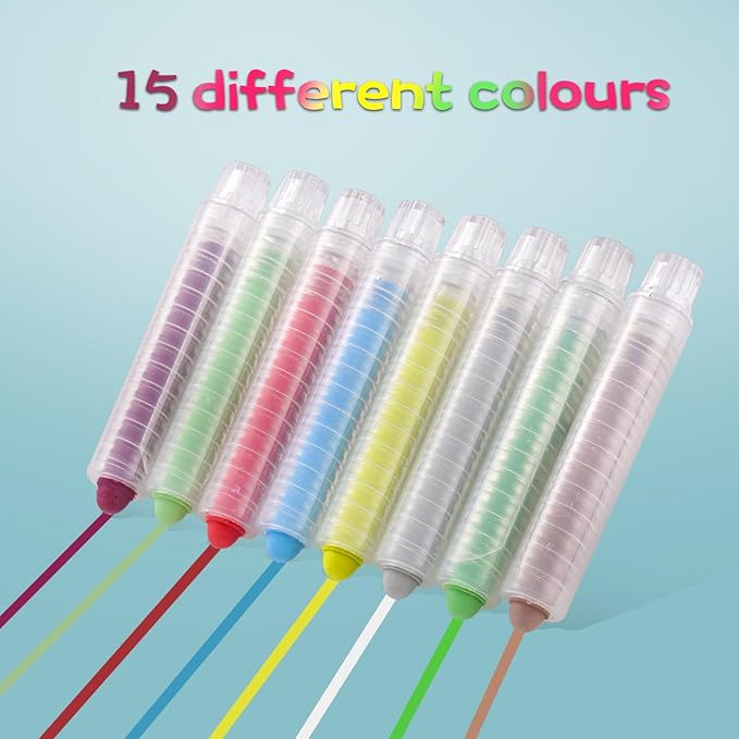 MOMJOY Dustless Kids Chalk Set,Washable Chalks for Toddlers, Non-Toxic Colored Chalk Sticks, Blackboard & Sidewalk Fun for Indoor Outdoor Toys&School Use(15PCS)