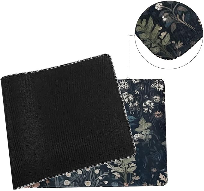 Dark Flower, Floral Plants Mouse Pad, Aesthetic Wildflowers Desk Pad, Gaming Mouse Pad, Non-Slip Rubber Base, Stitched Edges,31.5x11.8 inch Computer Mouse Mat Keyboard for Home Office