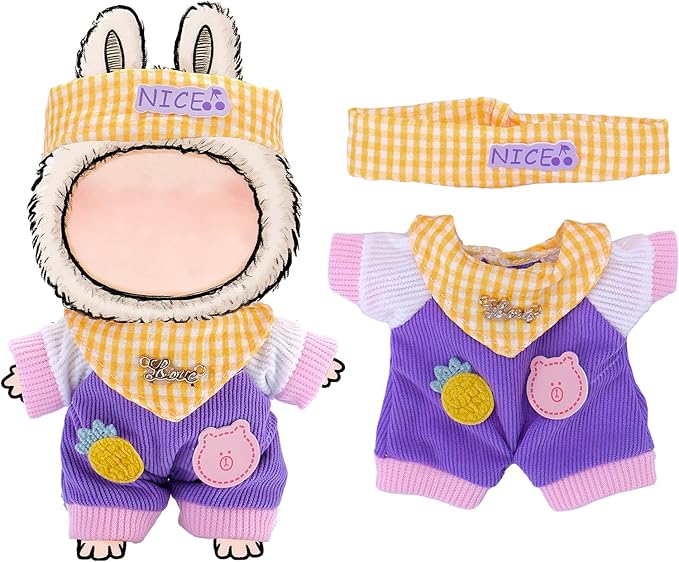 6 Sets Doll Clothes and Accessories for 17cm Plush Dolls - Dress Up Doll Clothing Set Replacement Outfit Collection Gifts for Children Over 3 Years Old(No Doll