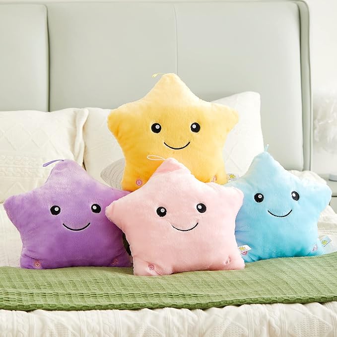 BSTAOFY 13‘’ Creative LED Musical Glow Twinkle Star Lullaby Light up Stuffed Animal Toys Soothe Kids Emotions Birthday Christmas for Toddlers Kids, Blue