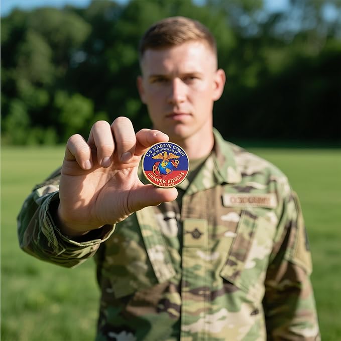 250th Anniversary U.S. Armed Forces Commemorative Coin - Patriotic Military Collectible with Engraved Service Branch Insignia,Patriotic Marine Corps Collectible (Marine Corps)