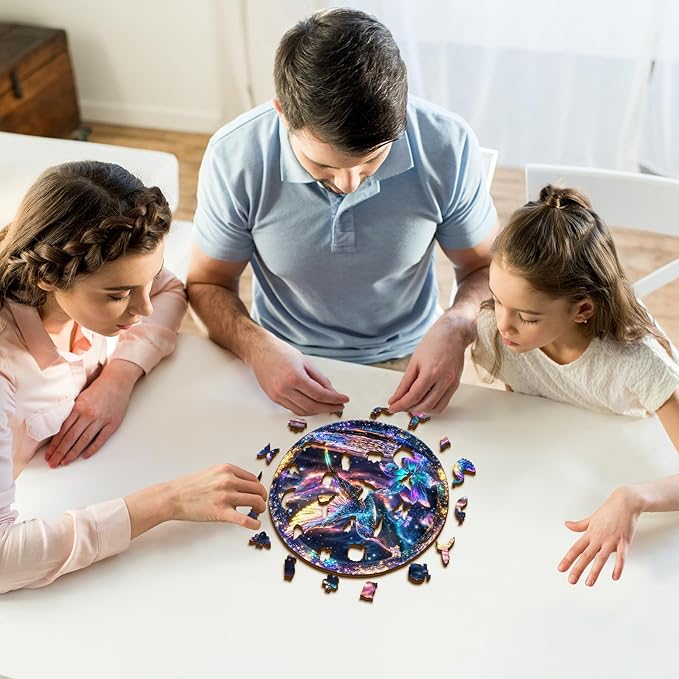 Wooden Puzzles for Adults, Hummingbird Wooden Jigsaw Puzzles, Unique Shaped Wooden Puzzle for Adults and Kids, Gifts for Family or Friends for Any Holiday.(11.4 * 11.4 in 193pcs)