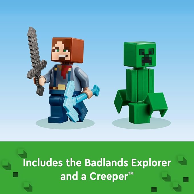LEGO Minecraft The Badlands Mineshaft Video Game Toy, Mining Exploration Set with Minecraft Minifigures, Birthday Gift for Boys and Girls, Action Packed Minecraft Toy for Kids Ages 8 and Up, 21263