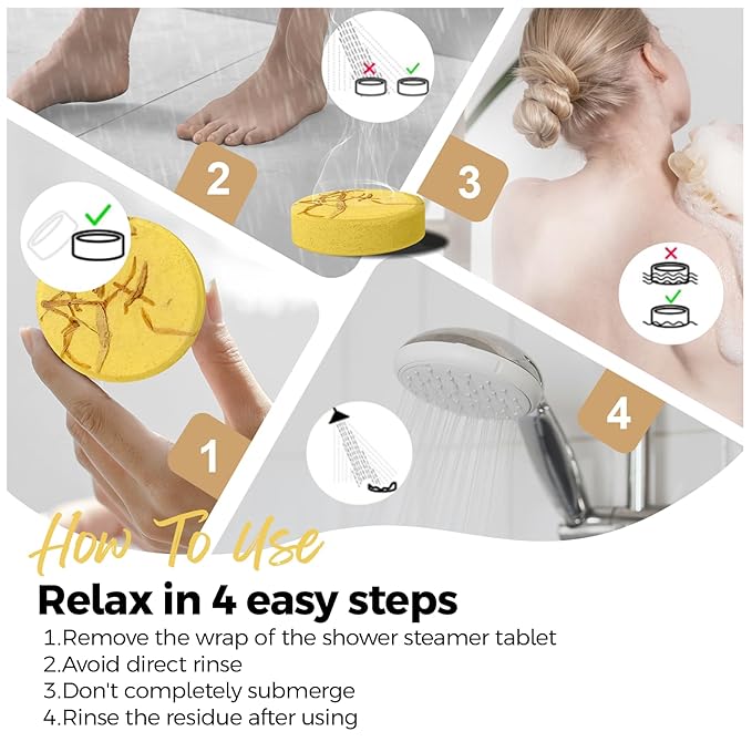 Aromatherapy Shower Steamers Birthday Day Gifts Lemon - Swcandy 8 Pcs Bath Bombs Birthday Gifts for Women, Shower Bombs with Essential Oils, Relaxation Home SPA for Women Who Has Everything