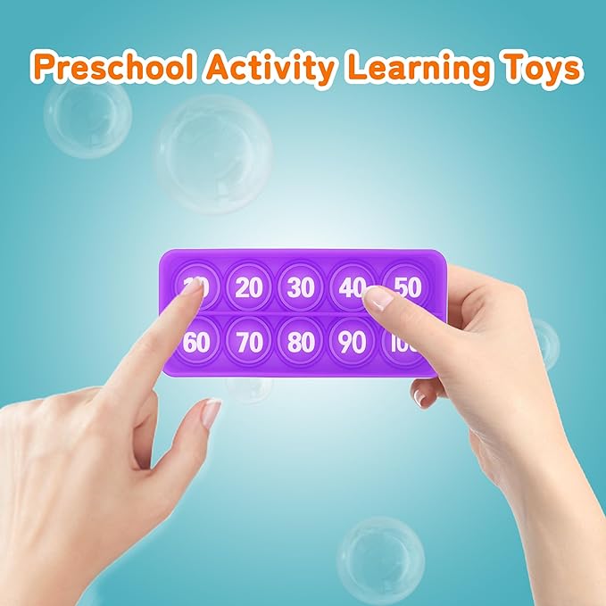 10 100 Frame Pop Board, Fidgets for Classroom, Quiet Sensory Toys Bubble Poppers, Pop for Counting Math, Focus Tools for Kids, Montessori Educational Toy Gift for Kindergarten (Set of 6)