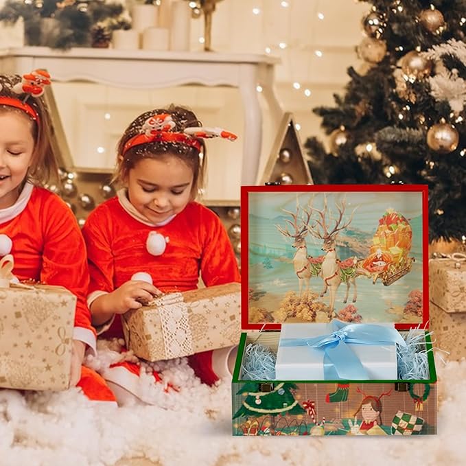 Large Wooden Box 14'' x 10.4'' x 6.5'' Unfinished Wood Box with Hinged Lid Wooden Boxes for Crafts,Storage,DIY, Large Keepsake Wood Unfinished Pine Box for Paint,Wood Burning