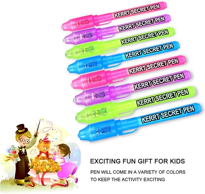 Invisible Ink Pen with UV Light Secret Message Pen Spy Pens Magic Invisible Markers Classroom Gifts for Students, Party Favors for Kids 8-12, Goodie Bag Stuffers for Kids
