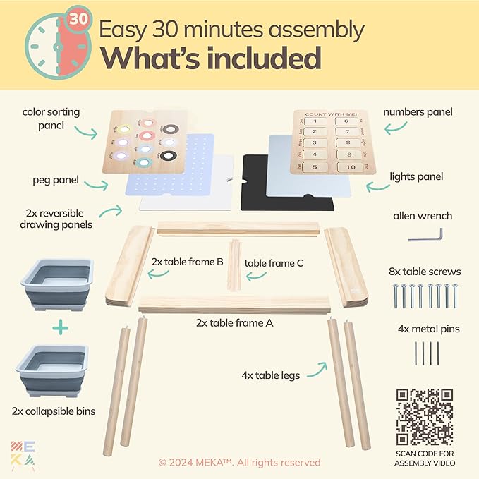 MEKA Sensory Table 6-in-1, Includes 6 Play Panels and 2 Sensory Bins (Lights Sold Separately)