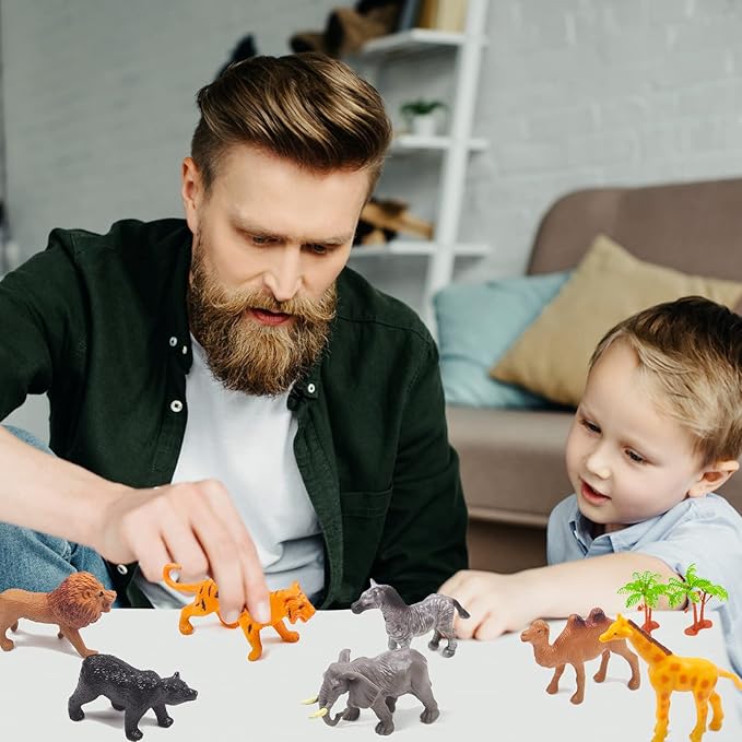 UNIQUE KIDS Mini Wild Animals 15-Pcs Figure Set | Realistic Sensory Tube Playset for Toddlers 3-5, Party Favors