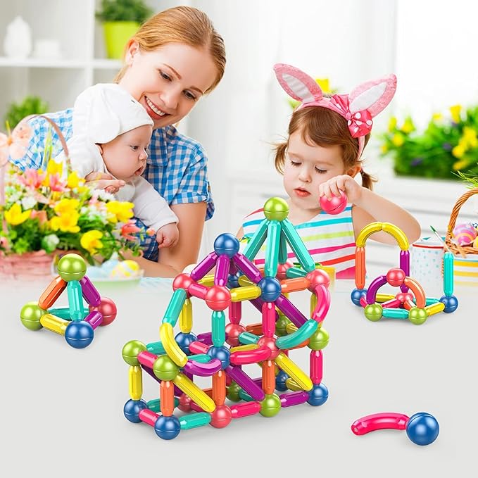 Large Magnetic Blocks for Kids Ages 3-8, STEM Construction Toys and Montessori Toys for Toddlers 1-3 (42pcs)