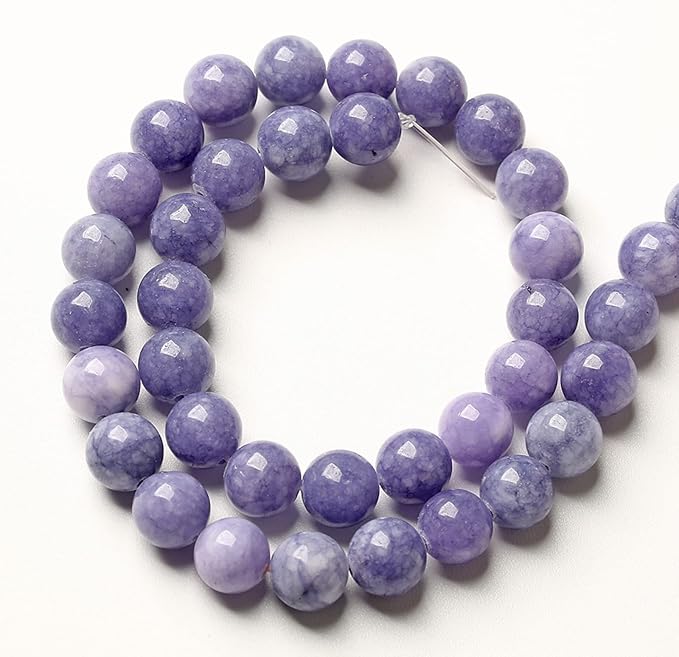 75PCS 10MM Lavender Purple Chalcedony Stone Loose Beads for Jewelry Making DIY Bracelet Necklace