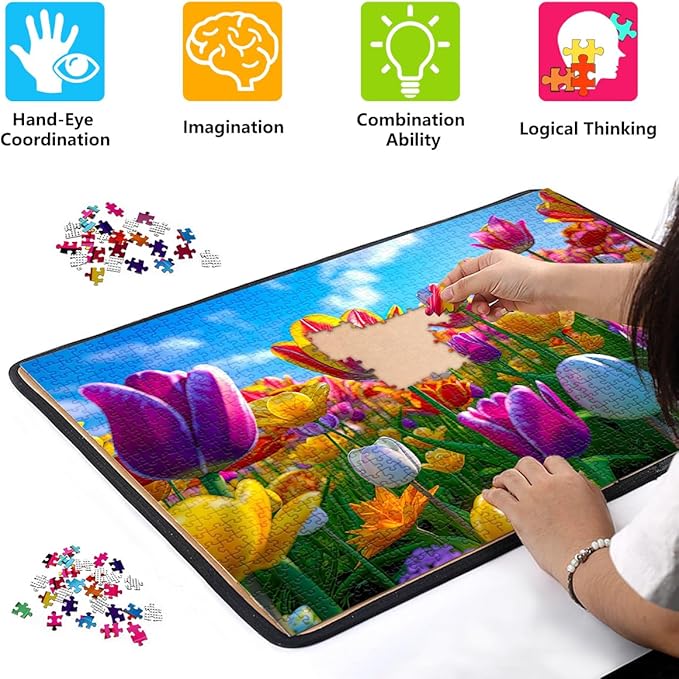 HUADADA Jigsaw Puzzles for Adults 1000 Piece Jigsaw Puzzles for Adults Challenging Game Puzzles with Letters on Back(Flower)