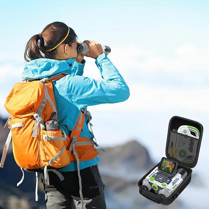 EVA Hard Case for LeapFrog Magic Adventures Binoculars, Binocular Storage Box with Top Mesh Pocket & Adjustable Shoulder Strap(Case Only)