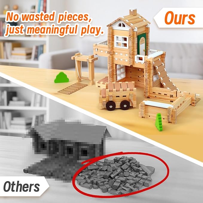 Jovi-mindly&Notchies Space Wooden Blocks Set 101 PCS Create 40+ Shapes,Toys Educational Wooden Building Blocks Puzzles for Kids Ages 5-8 Boys and Girls,Truck/Excavator,FSC Certified