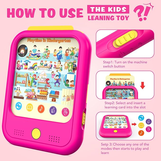 Kids Learning Tablet Educational Learning Pad for Toddlers 2-5 to Learn Alphabets, Numbers, Foods, Time, Music, Talking Cards for Toddlers,Learning Educational Toy Kids Gifts