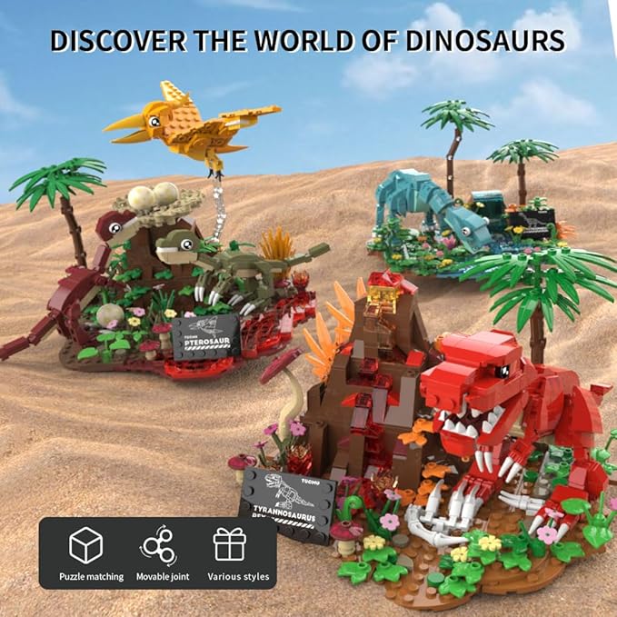 Dinosaur World T-Rex Building Set- Compatible with Lego Sets for Boys 8-14, Jurassic Volcano Era Building, Birthday Gift Set for Boys & Girl (559 Pcs)
