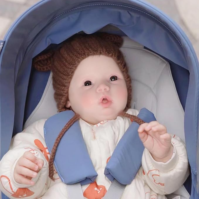 YIQI 18.5 inches Full Silicone Newborn Baby Doll not Vinyl Soft Silicone Baby Lifelike Reborn Doll Present Collectible Washable (Ivory White)