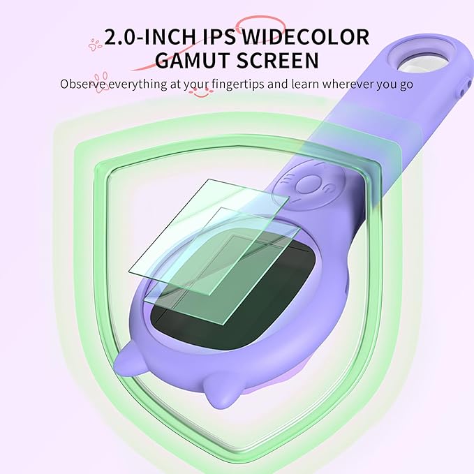 Microscope for Kids - Mini Pocket Handheld Microscope for Toddlers-STEM Educational Science Kit Toys for Christmas Birthday Gifts Toys for 5 6 7 8 9 10 11 12 Year Old Girls(Purple)