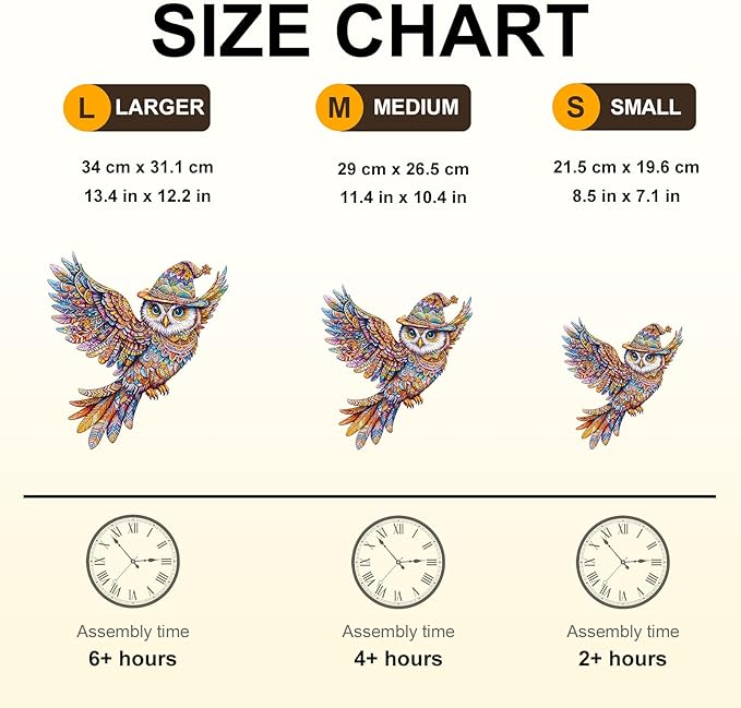 Wooden Puzzles for Adults, Unique Shaped Owl Jigsaw Puzzles,Magic Wooden Jigsaw Puzzles, Gifts for Family or Friends for Any Holiday.(11.4 * 10.4 in 130pcs)